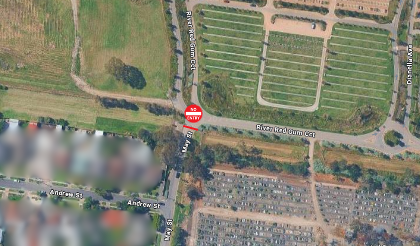 Aerial satellite image of Northern Memorial Park